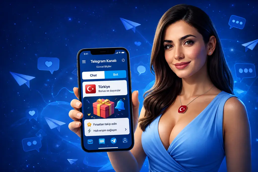 T&uuml;rkiye i&ccedil;in resmi Telegram kanalı &uuml;zerinden bonus ve hızlı erişim avantajları